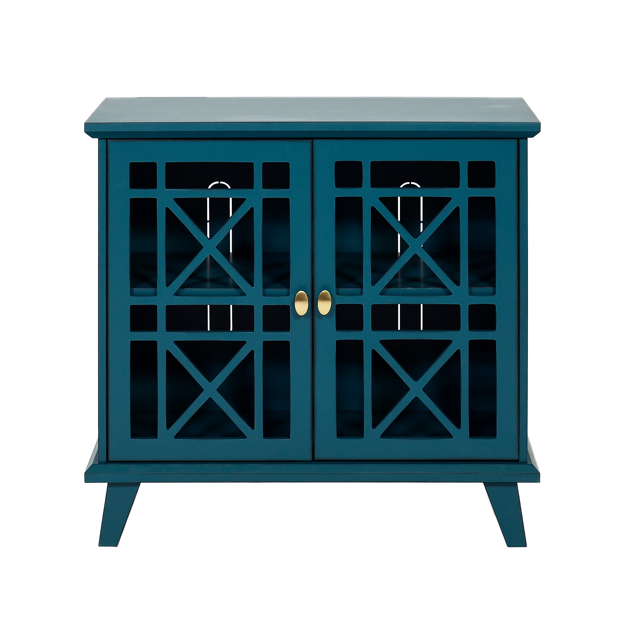 Walker Edison 32" Blue Fretwork Accent Storage Cabinet